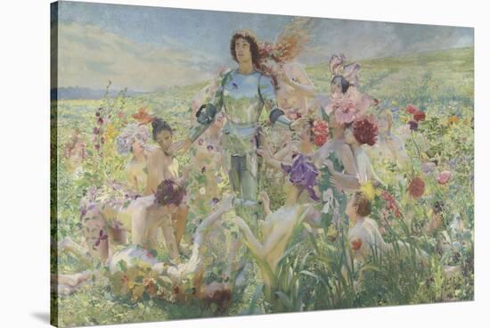 Le chevalier aux fleurs (tiré de Wagner, Parsifal)-Georges Antoine Rochegrosse-Stretched Canvas