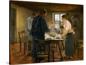 Le Christ chez les paysans-Christ in a farmers home-Fritz von Uhde-Stretched Canvas