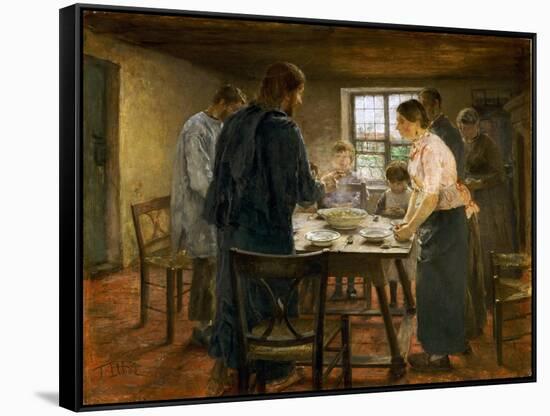 Le Christ chez les paysans-Christ in a farmers home-Fritz von Uhde-Framed Stretched Canvas