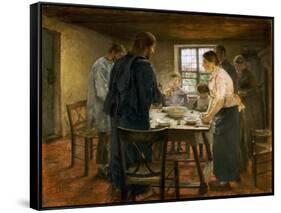 Le Christ chez les paysans-Christ in a farmers home-Fritz von Uhde-Framed Stretched Canvas