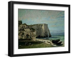 Le Cliff of Etretat after a Thunderstorm, 1870-Gustave Courbet-Framed Giclee Print