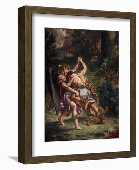 Le Combat De Jacob Et L'Ange (Jacob Fighting the Angel), 1855-61 Fresco, (Detail)-Eugene Delacroix-Framed Giclee Print