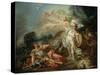 Le Combat de Minerve contre Mars-Jacques-Louis David-Stretched Canvas