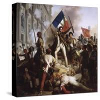 Le combat devant l'Hôtel de Ville, le 28 juillet 1830-Jean Victor Schnetz-Stretched Canvas