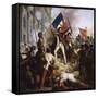Le combat devant l'Hôtel de Ville, le 28 juillet 1830-Jean Victor Schnetz-Framed Stretched Canvas