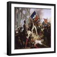 Le combat devant l'Hôtel de Ville, le 28 juillet 1830-Jean Victor Schnetz-Framed Premium Giclee Print