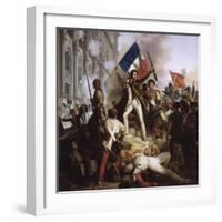 Le combat devant l'Hôtel de Ville, le 28 juillet 1830-Jean Victor Schnetz-Framed Giclee Print