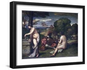 Le Concert Champetre, or the Pastoral Concert-Giorgione and Titian-Framed Giclee Print