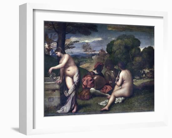 Le Concert Champetre, or the Pastoral Concert-Giorgione and Titian-Framed Giclee Print