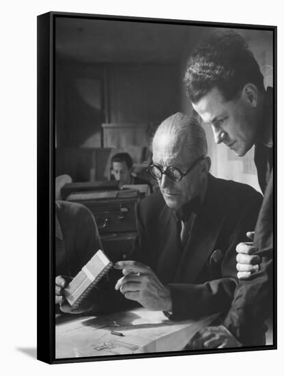 Le Corbusier and Student Working on Project for French Ministry of Reconstruction-null-Framed Stretched Canvas