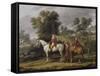 Le d?rt pour la chasse-Antoine Charles Horace Vernet-Framed Stretched Canvas