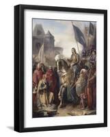 Le dauphin Charles (futur Charles V) rentrant au Louvre après l'assassinat d'Etienne Marcel et la-Adolphe Roger-Framed Giclee Print