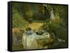 Le Dejeuner (Luncheon in the Artist's Garden at Giverny), circa 1873-74-Claude Monet-Framed Stretched Canvas