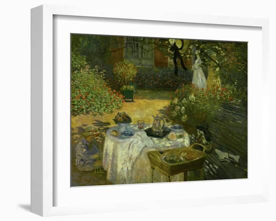 Le Dejeuner (Luncheon in the Artist's Garden at Giverny), circa 1873-74-Claude Monet-Framed Giclee Print