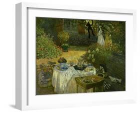 Le Dejeuner (Luncheon in the Artist's Garden at Giverny), circa 1873-74-Claude Monet-Framed Giclee Print