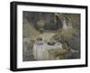 Le déjeuner ; panneau décoratif, jardin de Monet à Argenteuil, à gauche son fils Jean.-Claude Monet-Framed Giclee Print