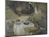 Le déjeuner ; panneau décoratif, jardin de Monet à Argenteuil, à gauche son fils Jean.-Claude Monet-Mounted Premium Giclee Print