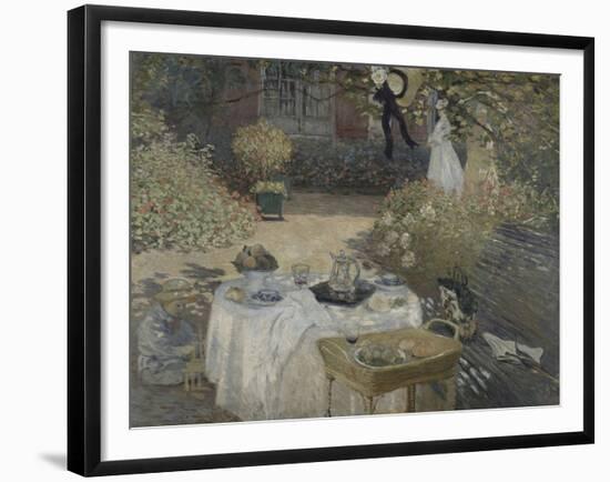 Le déjeuner ; panneau décoratif, jardin de Monet à Argenteuil, à gauche son fils Jean.-Claude Monet-Framed Giclee Print