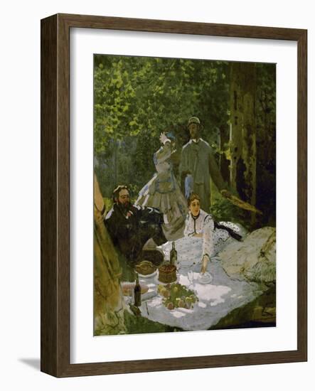 Le Dejeuner Sur L'Herbe, (Luncheon on the Grass), Depicts Painters Courbet (L) and Bazille (Center)-Claude Monet-Framed Giclee Print