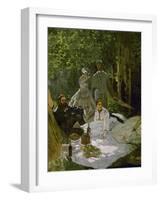 Le Dejeuner Sur L'Herbe, (Luncheon on the Grass), Depicts Painters Courbet (L) and Bazille (Center)-Claude Monet-Framed Giclee Print