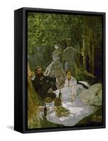 Le Dejeuner Sur L'Herbe, (Luncheon on the Grass), Depicts Painters Courbet (L) and Bazille (Center)-Claude Monet-Framed Stretched Canvas