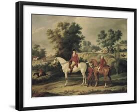 Le Départ pour la chasse : portraits équestres en costume de chasse de Louis Philippe, duc-Antoine Charles Horace Vernet-Framed Giclee Print