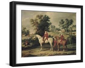 Le Départ pour la chasse : portraits équestres en costume de chasse de Louis Philippe, duc-Antoine Charles Horace Vernet-Framed Giclee Print