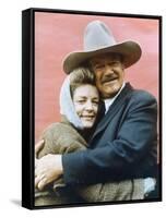 Le Dernier des Geants THE SHOOTIST by DonSiegel with John Wayne and Lauren Bacall, 1976 (photo)-null-Framed Stretched Canvas