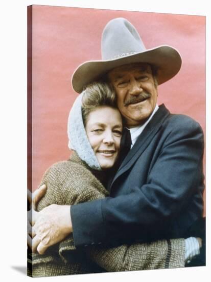 Le Dernier des Geants THE SHOOTIST by DonSiegel with John Wayne and Lauren Bacall, 1976 (photo)-null-Stretched Canvas