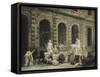 Le Dessinateur d'antiques devant la Petite galerie du Louvre-Hubert Robert-Framed Stretched Canvas
