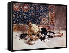 Le Fumeur D'opium. Opium Smoker. Peinture De Mariano Fortuny Y Marsal (1838-1874), 1869. Art Espagn-Mariano Fortuny-Framed Stretched Canvas