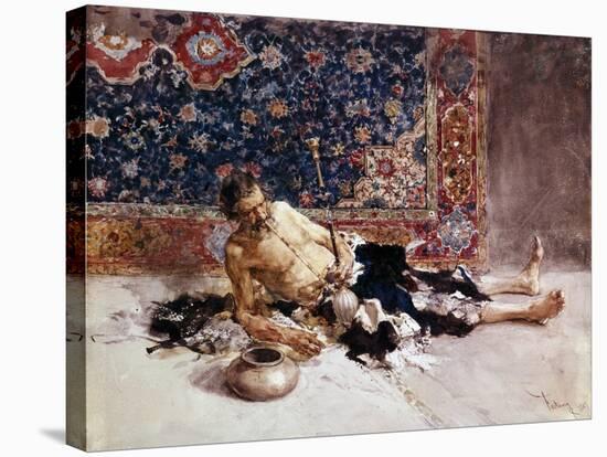 Le Fumeur D'opium. Opium Smoker. Peinture De Mariano Fortuny Y Marsal (1838-1874), 1869. Art Espagn-Mariano Fortuny-Stretched Canvas