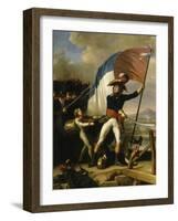 Le Général Augereau conduisant la charge à l'attaque du Pont d'Arcole le 15 novembre 1796 (il est-Charles Thevenin-Framed Giclee Print