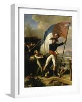 Le Général Augereau conduisant la charge à l'attaque du Pont d'Arcole le 15 novembre 1796 (il est-Charles Thevenin-Framed Giclee Print