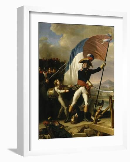 Le Général Augereau conduisant la charge à l'attaque du Pont d'Arcole le 15 novembre 1796 (il est-Charles Thevenin-Framed Giclee Print