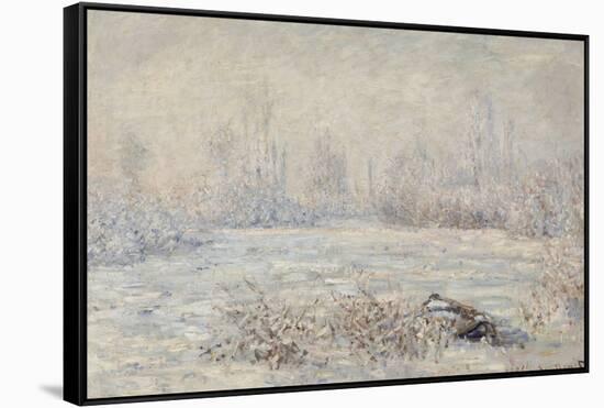 Le givre, pr?de V?euil-Claude Monet-Framed Stretched Canvas