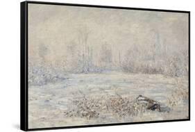 Le givre, pr?de V?euil-Claude Monet-Framed Stretched Canvas