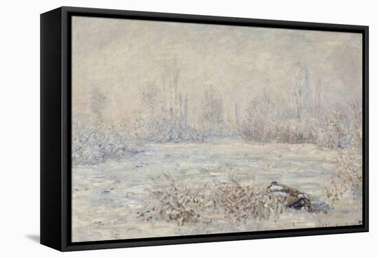 Le givre, pr?de V?euil-Claude Monet-Framed Stretched Canvas