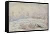 Le givre, pr?de V?euil-Claude Monet-Framed Stretched Canvas