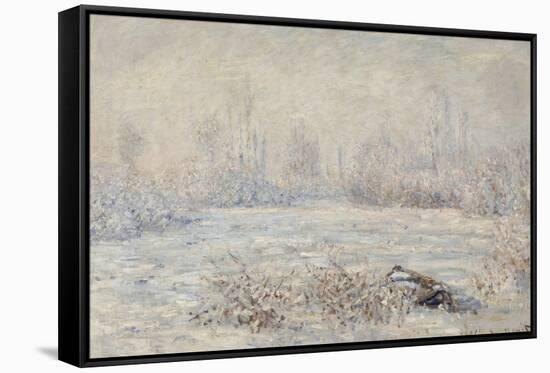 Le givre, pr?de V?euil-Claude Monet-Framed Stretched Canvas