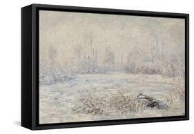 Le givre, pr?de V?euil-Claude Monet-Framed Stretched Canvas