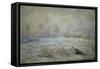 Le Givre Pres de Vetheuil-Claude Monet-Framed Stretched Canvas