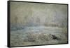 Le Givre Pres de Vetheuil-Claude Monet-Framed Stretched Canvas