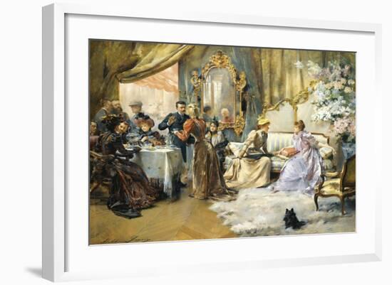 Le Gouter Au Salon Du Peintre, 1891 (Oil on Canvas)-Madeleine Lemaire-Framed Giclee Print