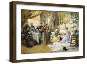 Le Gouter Au Salon Du Peintre, 1891 (Oil on Canvas)-Madeleine Lemaire-Framed Giclee Print