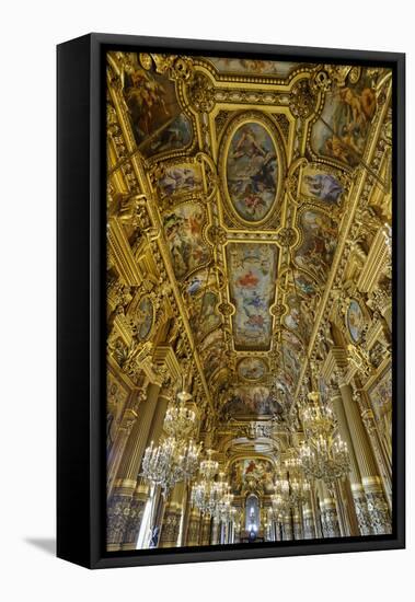 Le Grand Foyer with Frescoes and Ornate Ceiling by Paul Baudry, Opera Garnier, Paris, France-G & M Therin-Weise-Framed Stretched Canvas