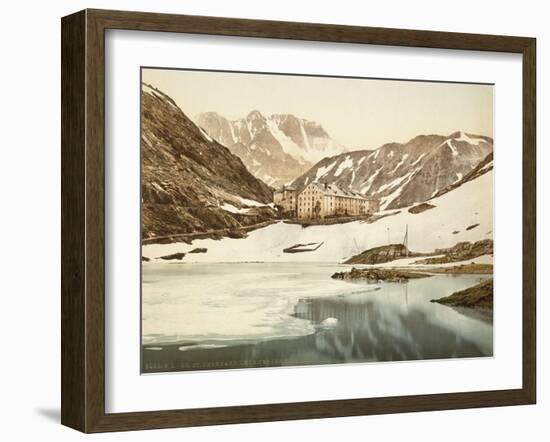 Le Grand Saint-Bernard, le lac et les hospices : paysage de montagne-null-Framed Giclee Print