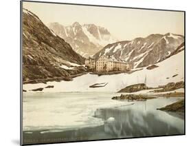 Le Grand Saint-Bernard, le lac et les hospices : paysage de montagne-null-Mounted Giclee Print