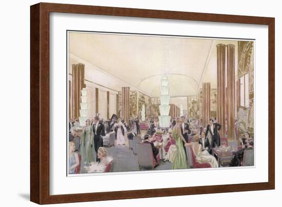 Le Grand Salon of the Luxurious French Liner Ss Normandie-null-Framed Art Print