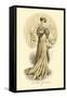 Le Grandes Modes de Paris: Golden Gown-null-Framed Stretched Canvas